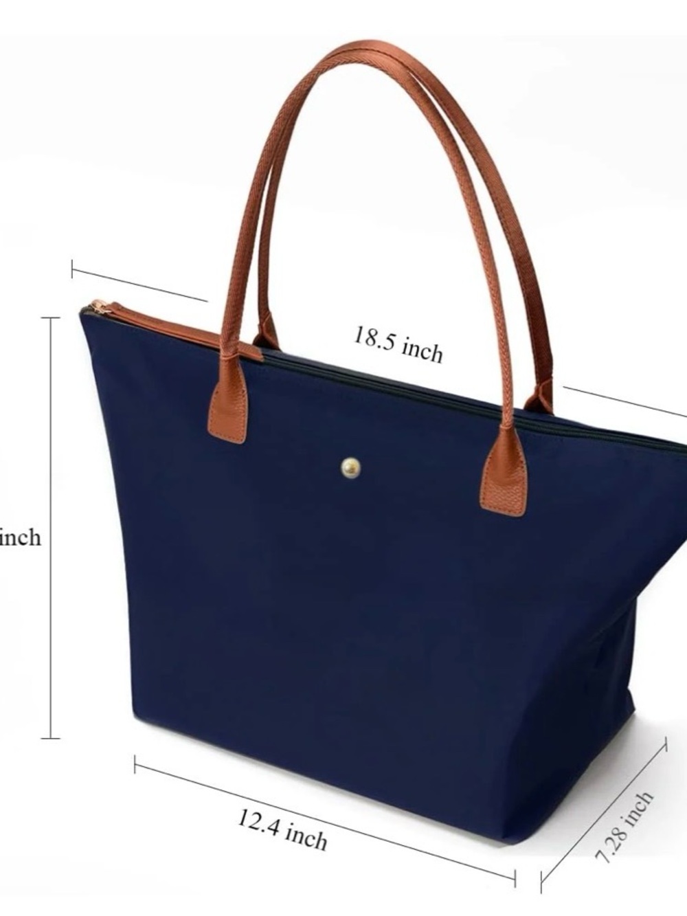 GM Likkie (NOT Longchamp!) Navy Tote Bag with Brown Handles Bag